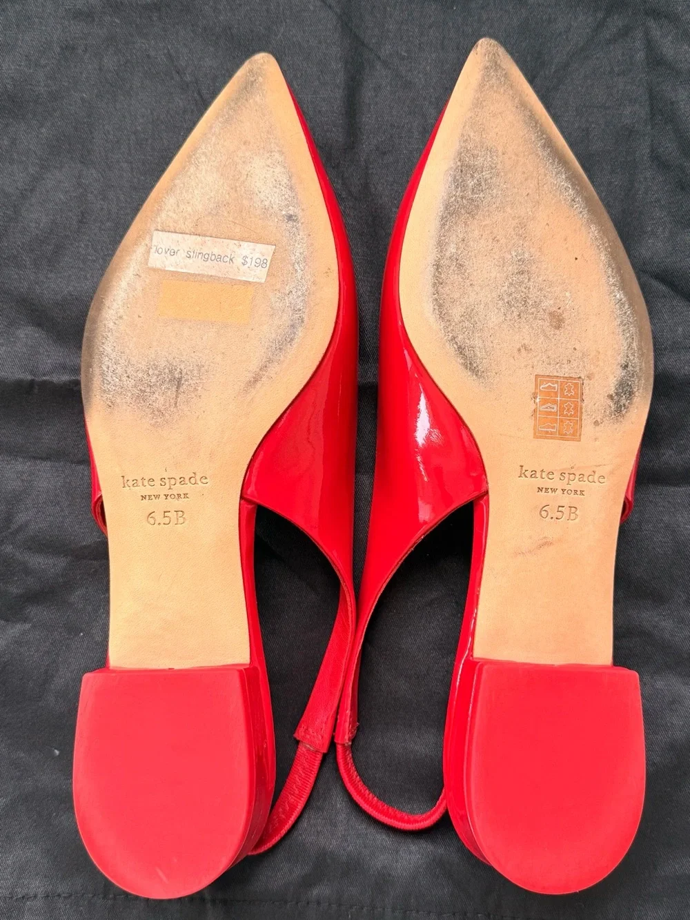 Kate Spade Red Patent Pointed Slingback Flats